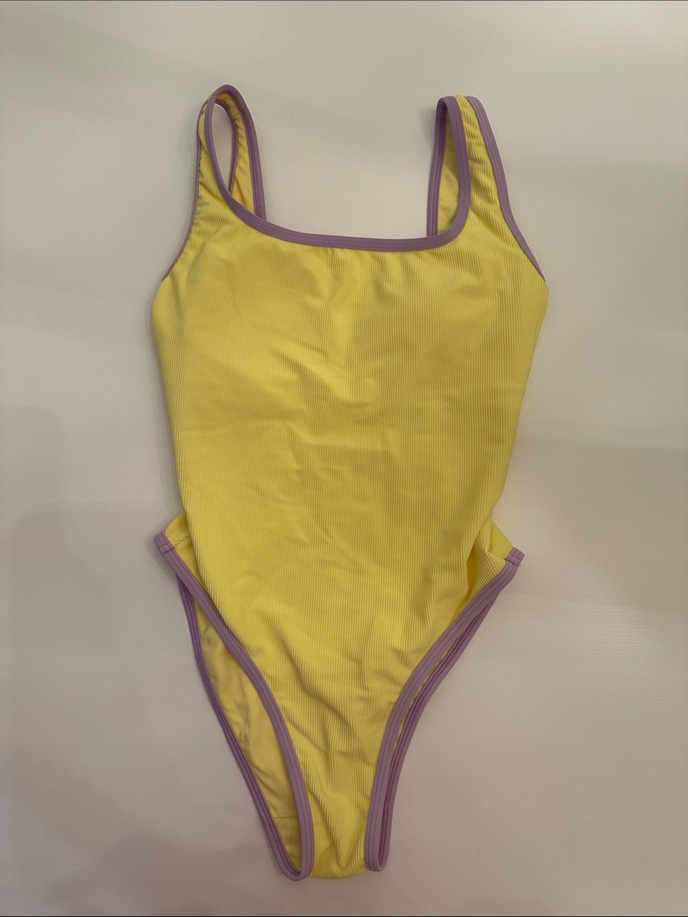 LainSnow Yellow One-Piece Swim with Lavender Trim